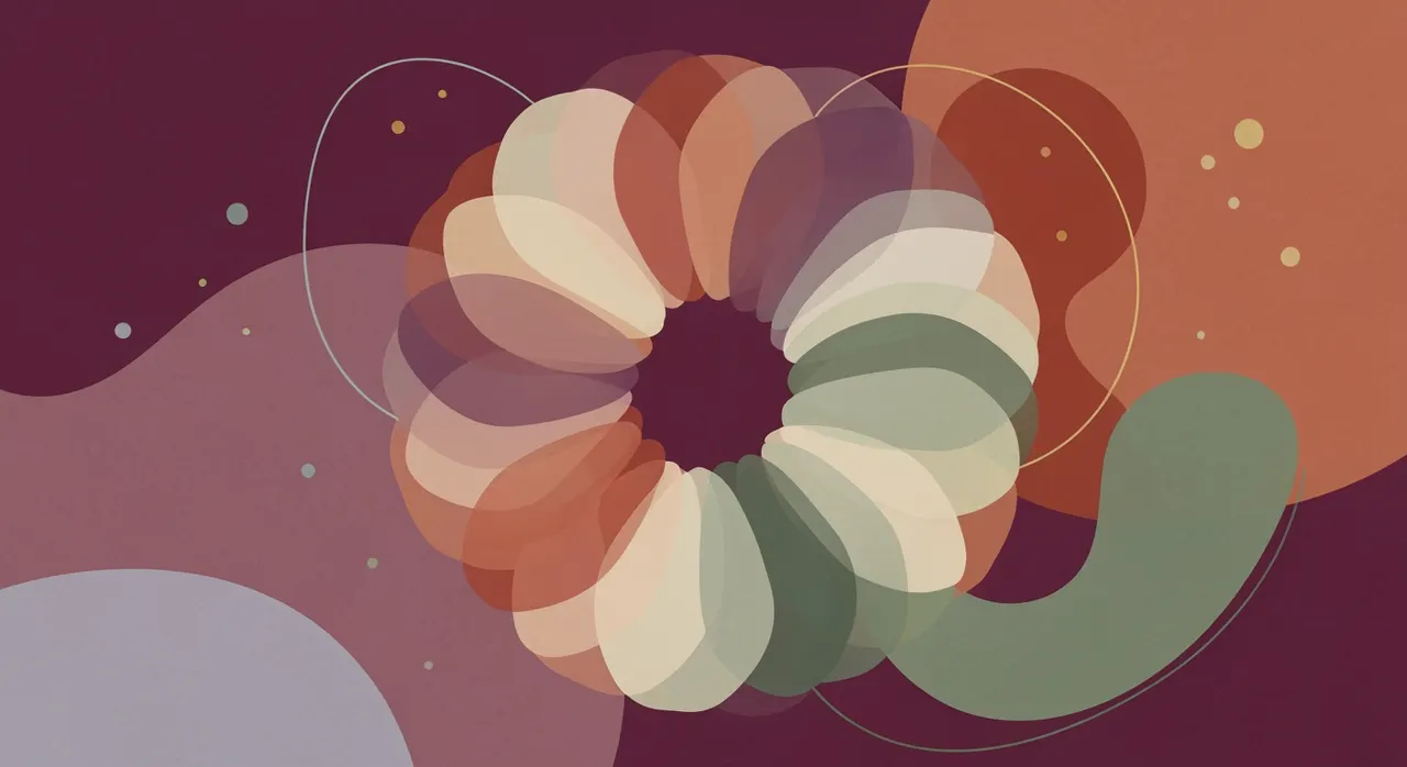 Illustration : une roue de pétales colorés translucides en harmonie, évoquant la palette des émotions